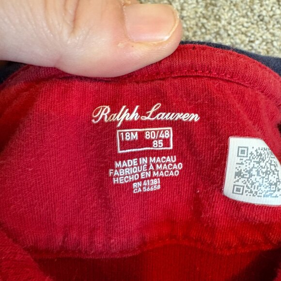 Ralph Lauren Baby One-Piece Coverall Collar Red Size 18 months Preppy Luxury - Picture 4 of 9